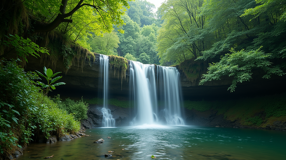 Wide angle view of Ohiopyle Falls cascading over rocks