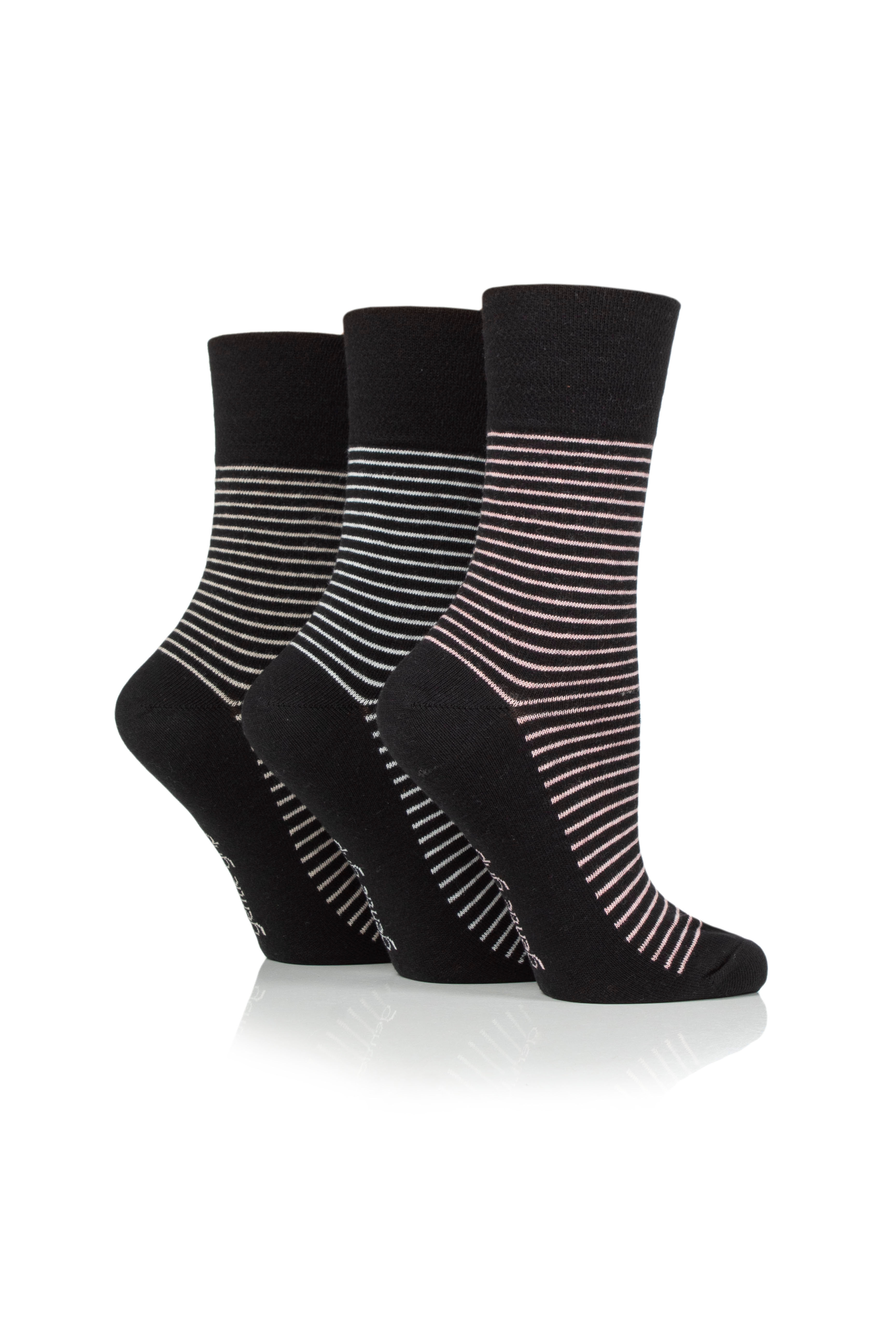 Gentle Grip Ladies 3PK Varsity Fine Stripe