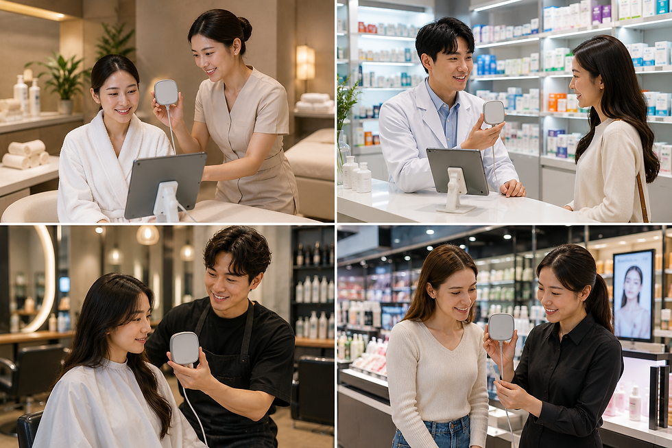 AI肌分析結果をもとに商品相談を行う美容専門スタッフ