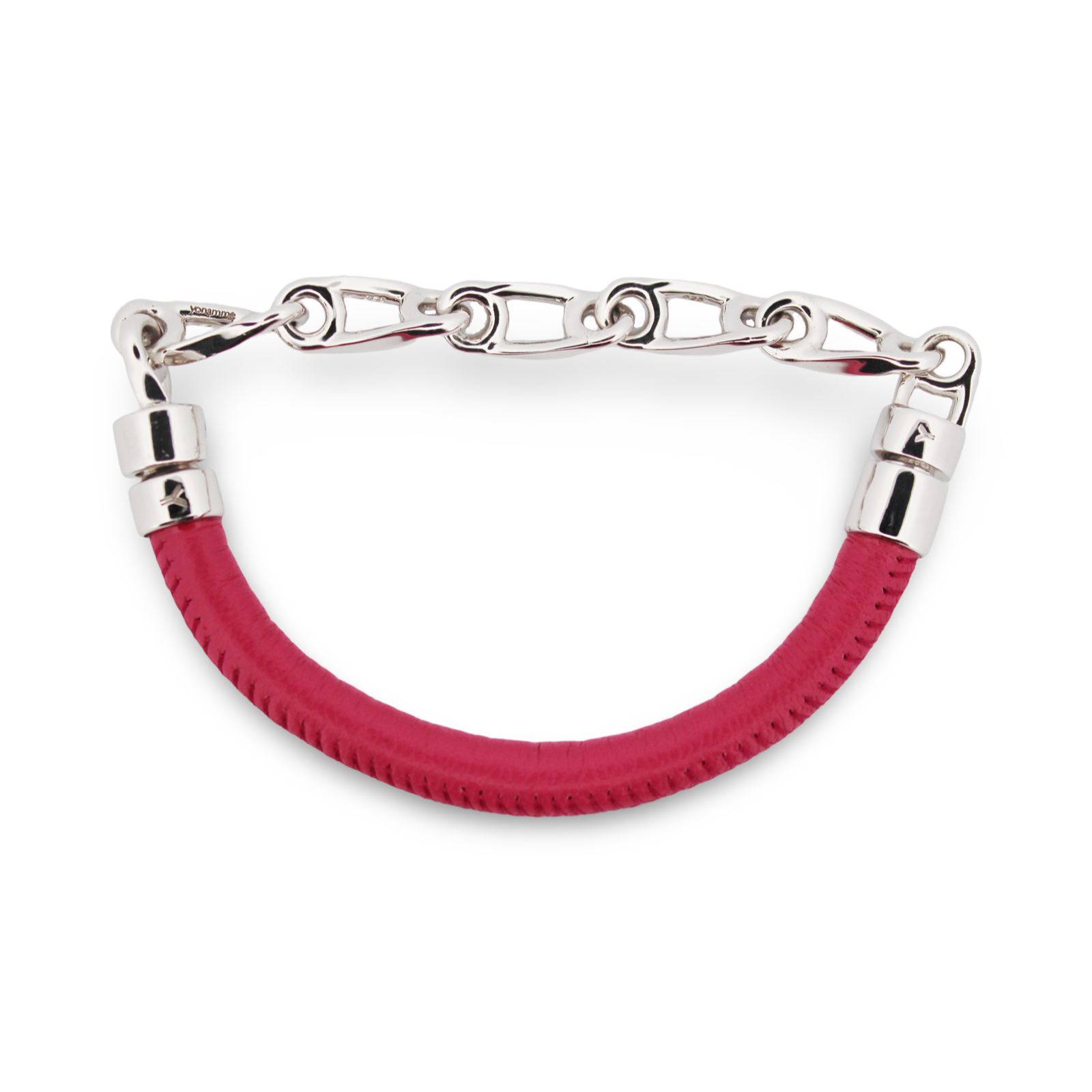 Link Leather Bracelet - Bold Pink