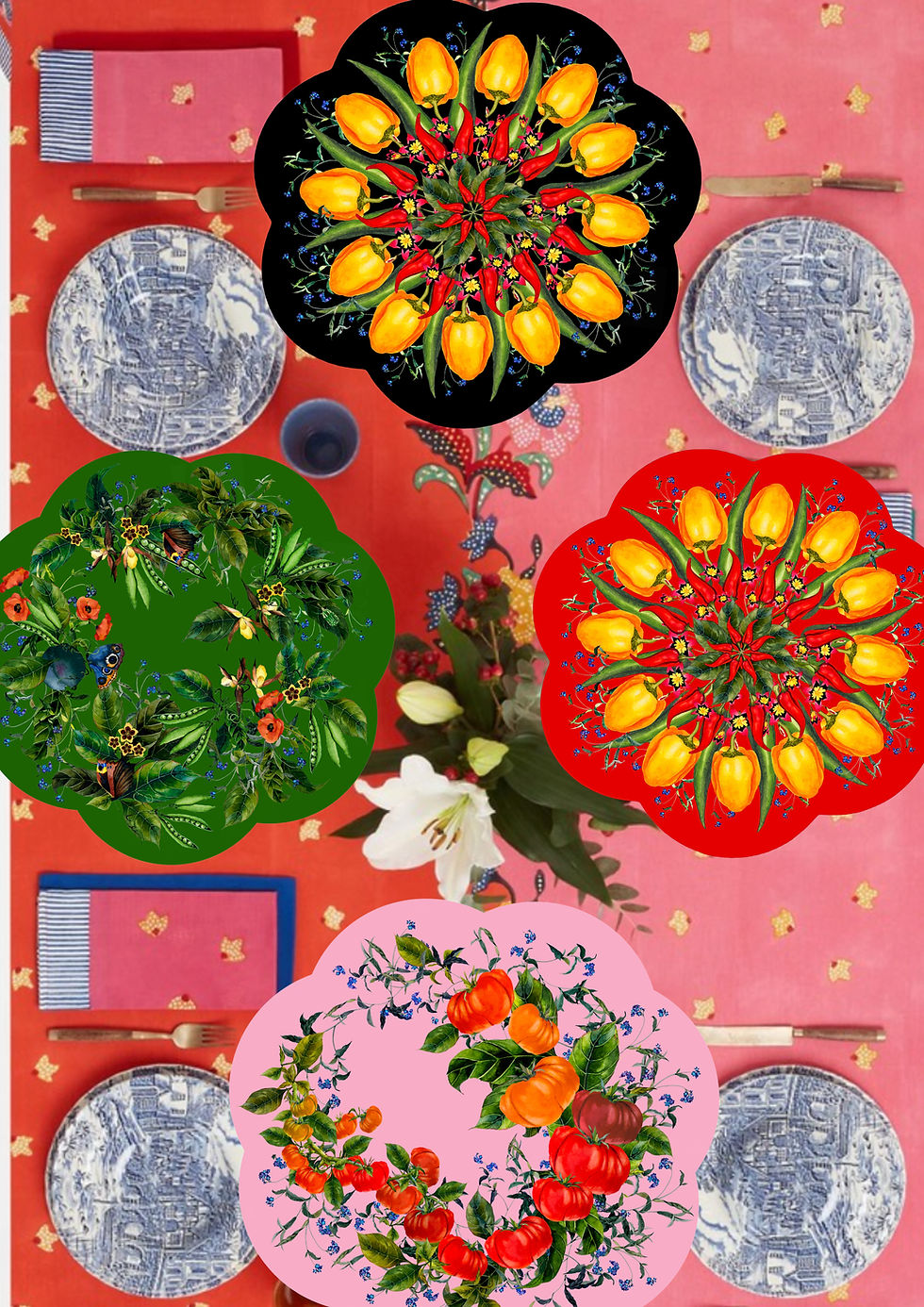 Thumbnail: Flower shaped table mats (4 designs)