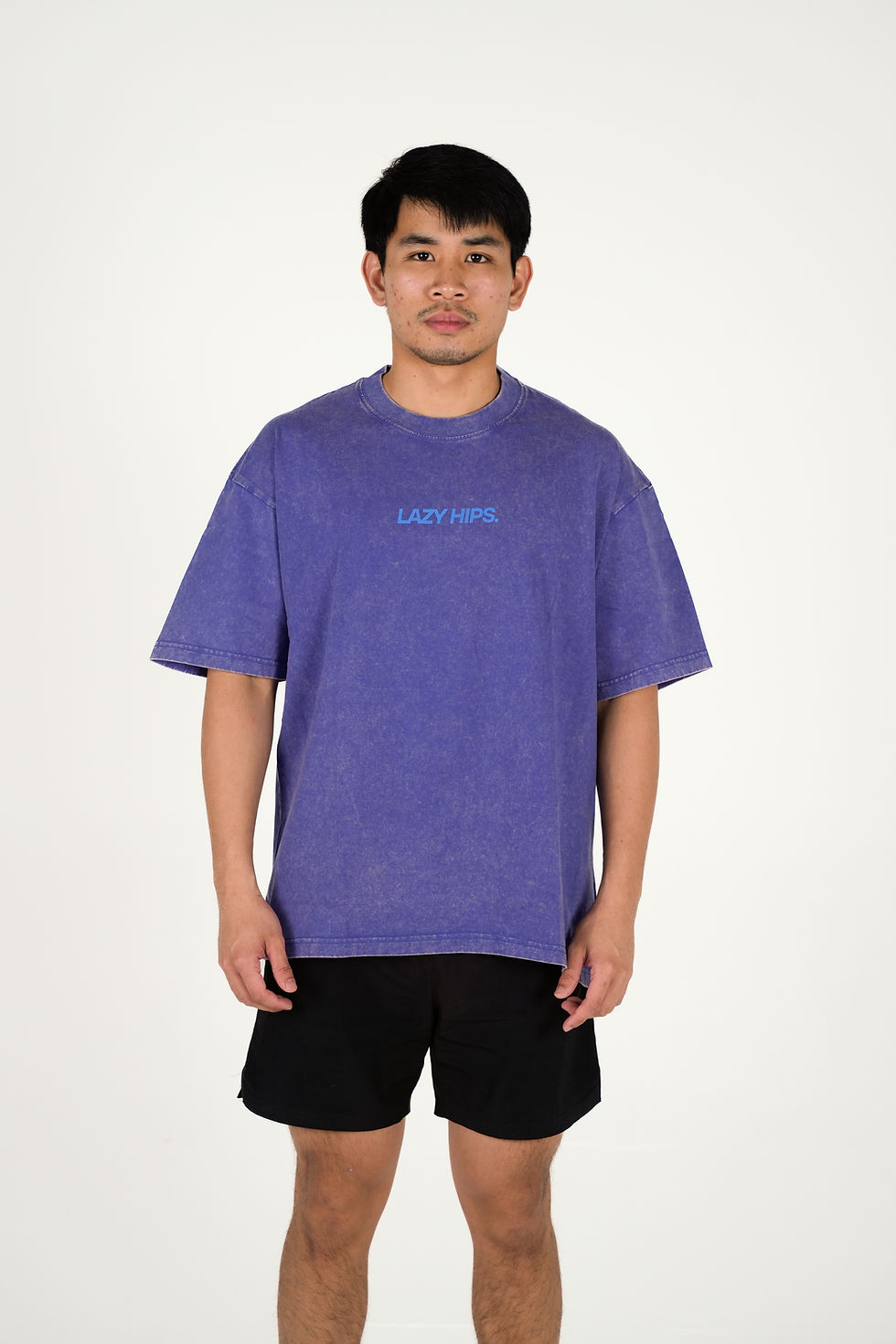 Thumbnail: Lazy Hips Monochrome Minimalist Unisex Acid-Washed Oversized Shirt