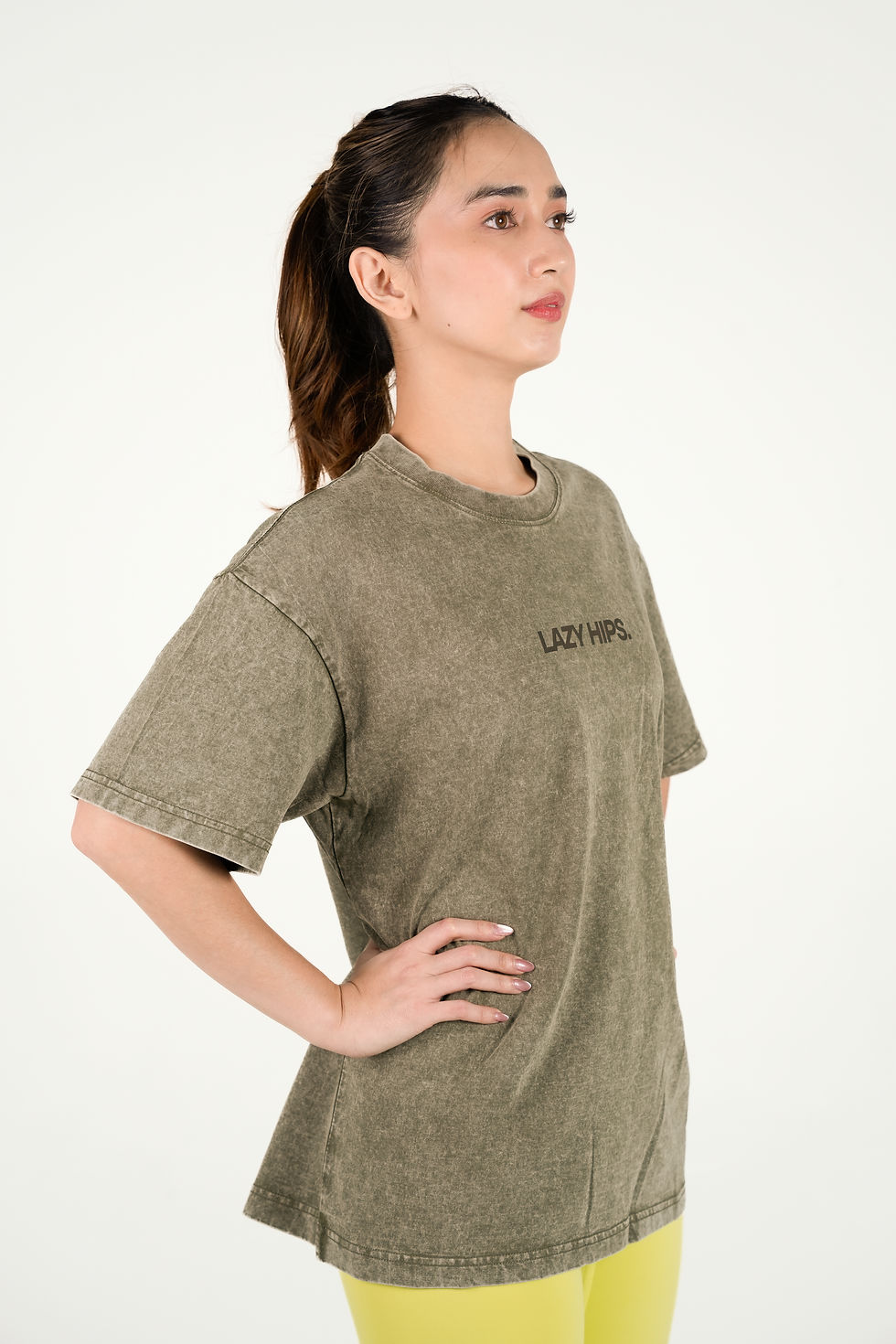 Thumbnail: Lazy Hips Monochrome Minimalist Unisex Acid-Washed Oversized Shirt