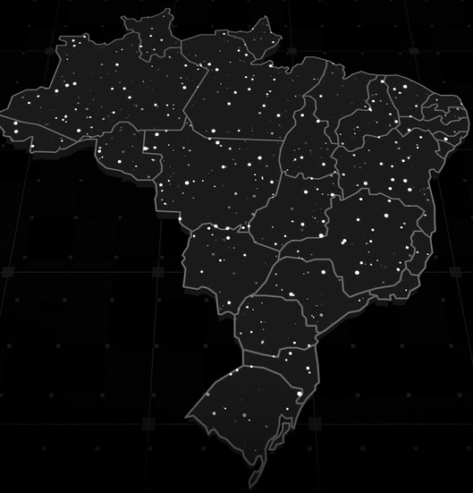 Mapa do Brasil para representar a disponibilidade de regiões para Representação