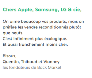 tonalité des contenus décalée chez backmarket