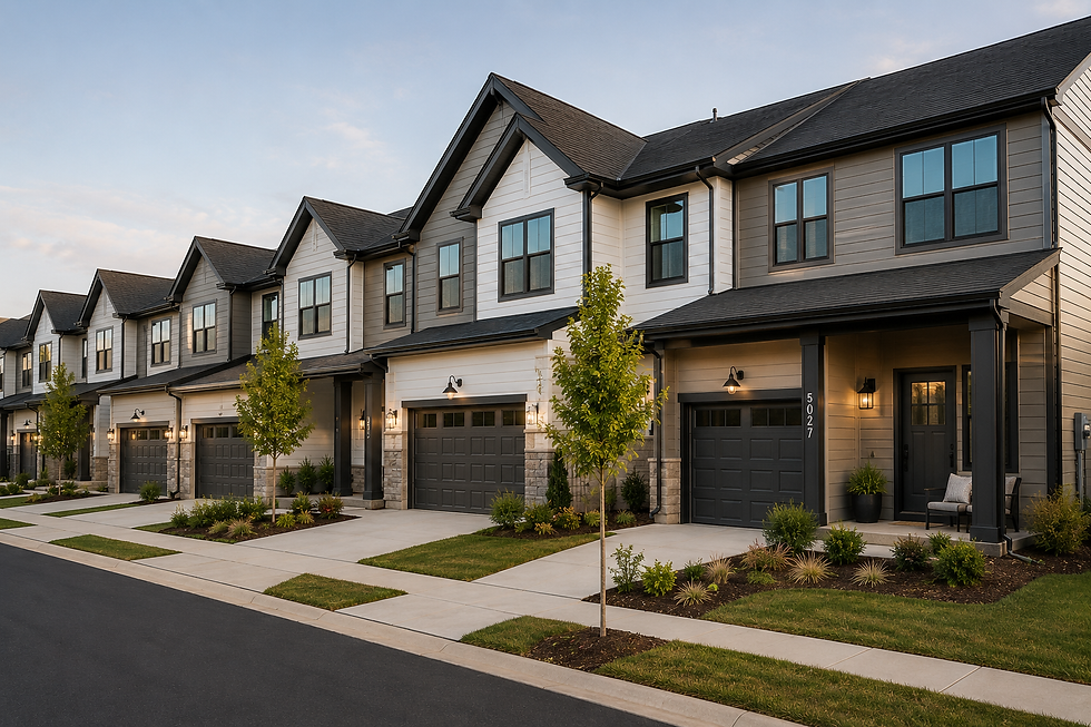 Modern townhomes featuring commercial cabinet solutions.