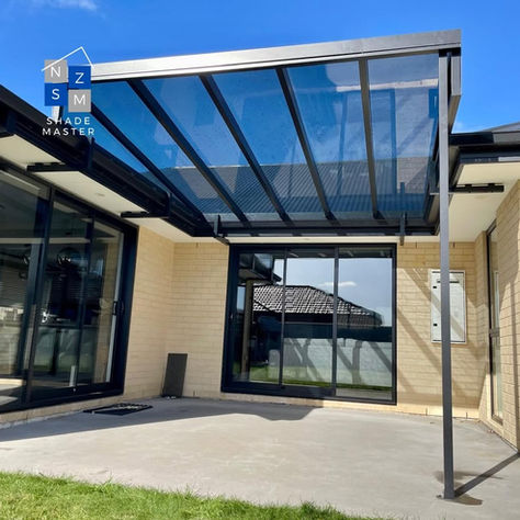 Modern Luxe pergola installed in Rolleston, Christchurch featuring sleek minimalist design and clean TIG‑welded aluminium framing.