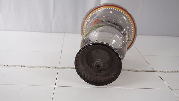 1850s Blown Glass Hand Painted Flower Base