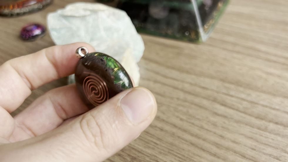 Thumbnail: Labradorite Sacred Geometry Orgonite Pendant, EMF Protection, Energy Amplifier