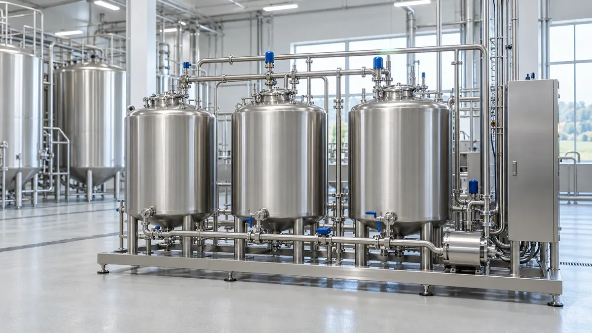 Illustration of clean-in-place equipment for food and dairy processing