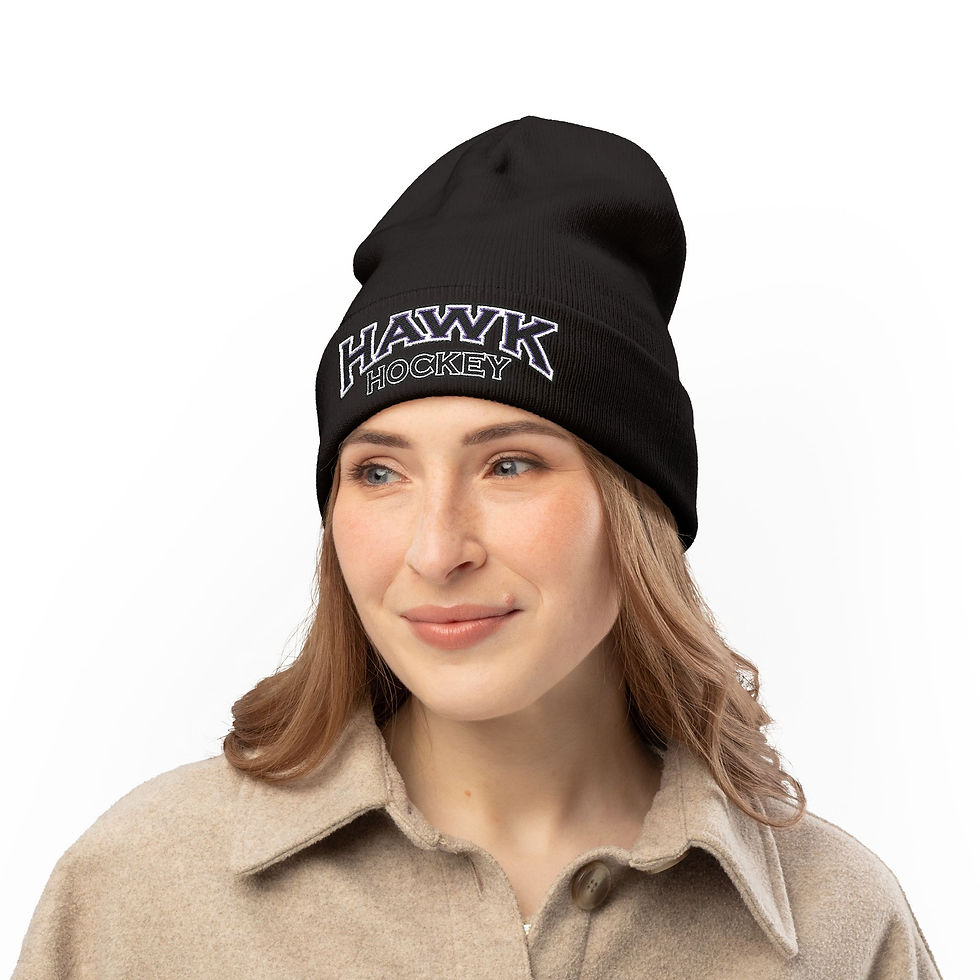 Thumbnail: Hawk Hockey Embroidered Knit Beanie — Team Winter Hat