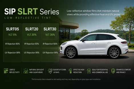 SLRT Series
● Soft, Low-Reflective Appearance
● Comfortable Natural Daylight
● Effective Heat and Glare Reduction
● Up to 99% UV Protection
● Enhanced Outdoor Visibility
● Modern and Neutral Aesthetic