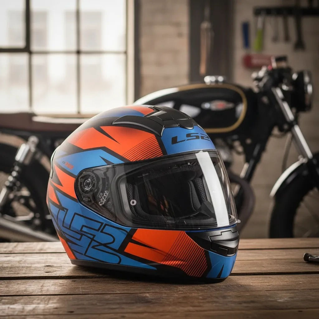 Casco Integral Ls2 Ff352 Axtro Azul Naranja Mate Con Aleron