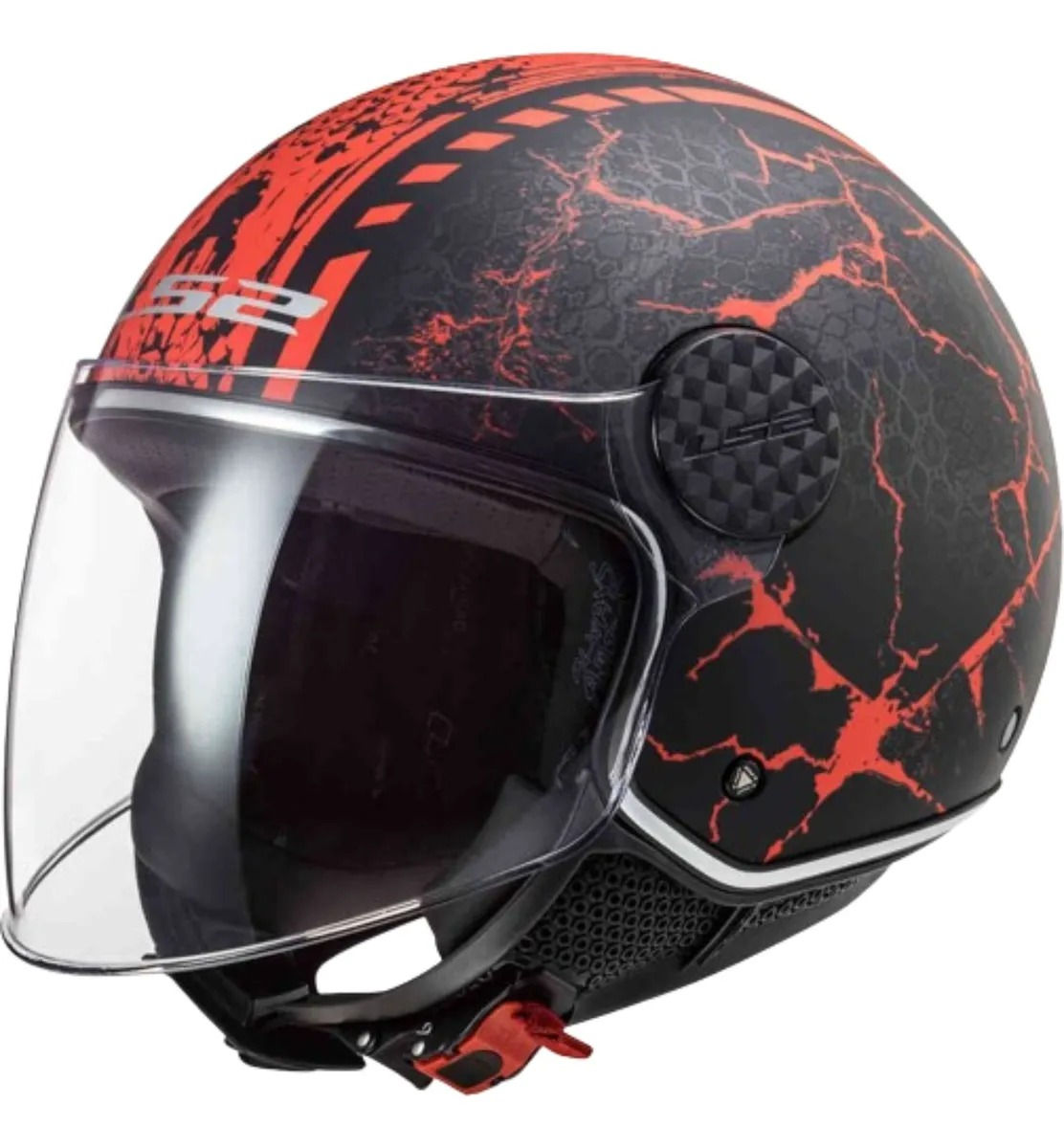 Casco Abierto Ls2 Of558 Sphere Ii Snake Rojo, Negro Mate