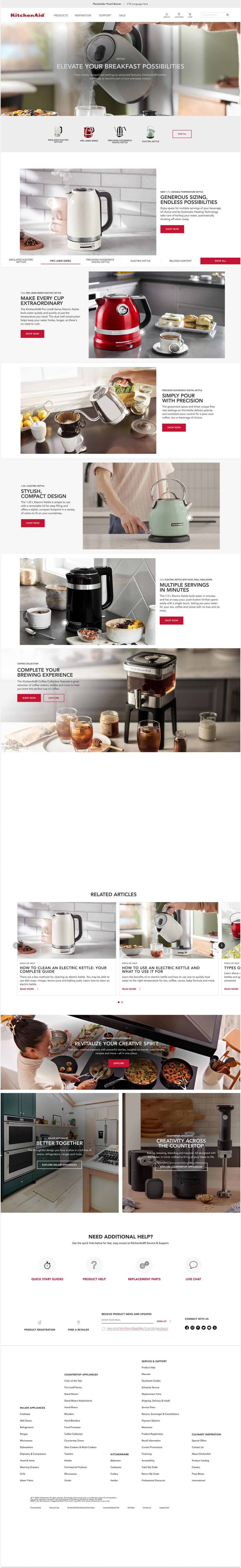 Kitchenaid Kettles Category Landing Page