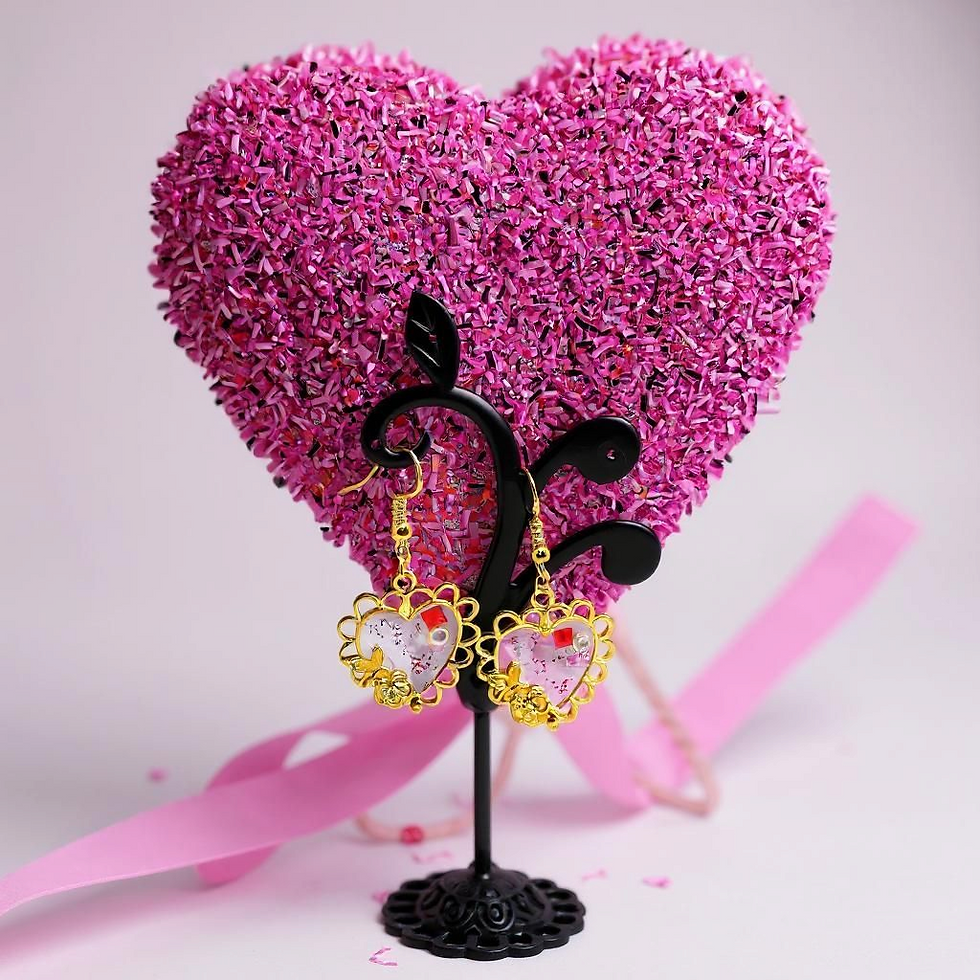 Heart-shaped earrings display