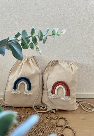 Bag mit Makramee Regenbogen