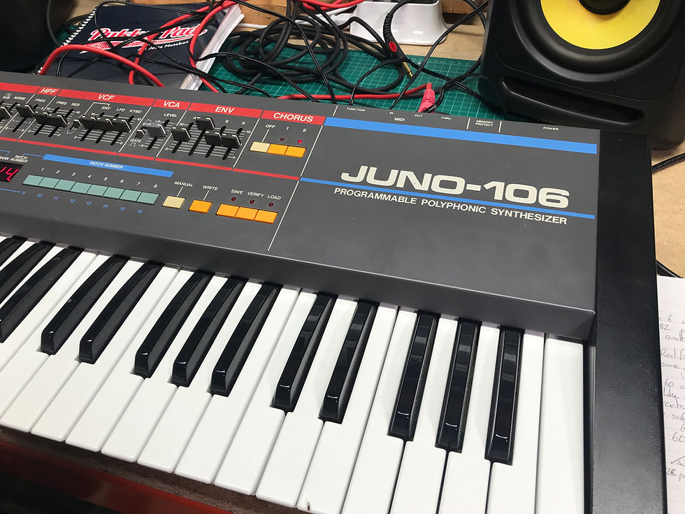 Roland Juno-106 on workbench
