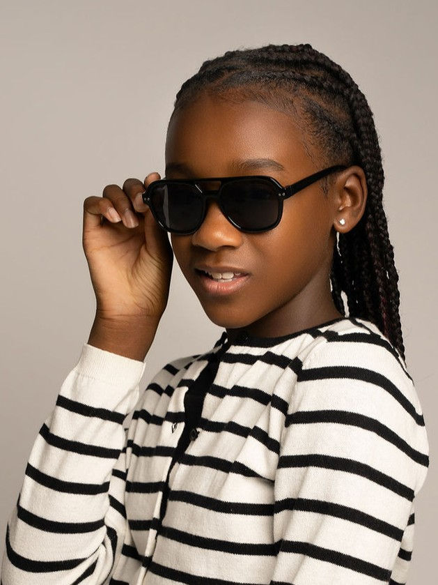 Thumbnail: Twinkle Black Aviator Kids Sunglasses