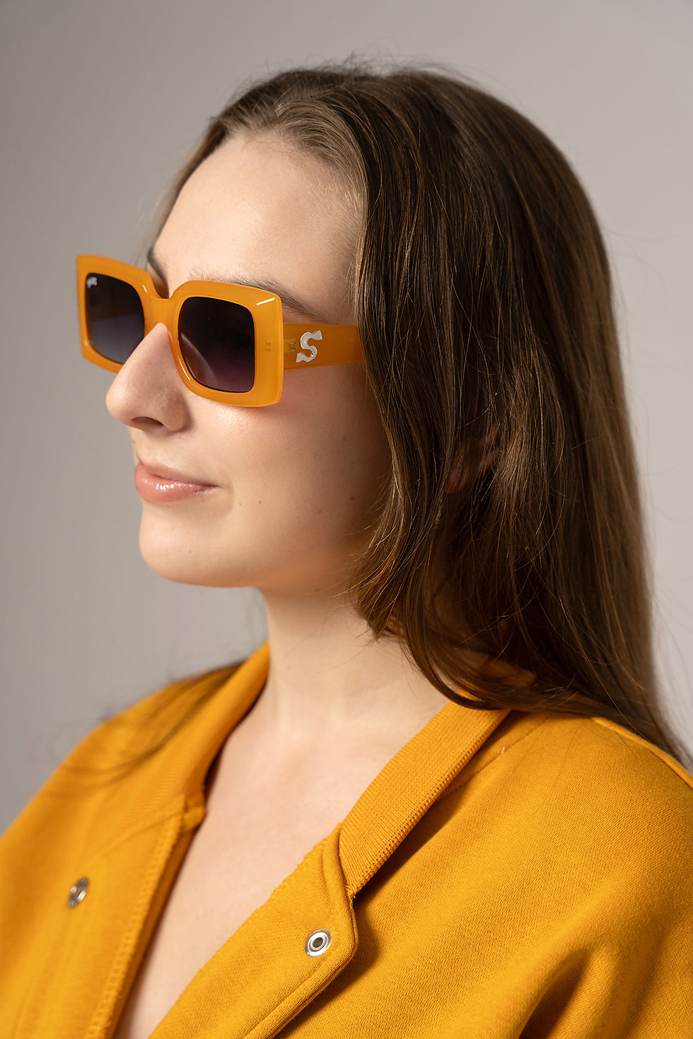 Thumbnail: Sparks Sunglasses, Sunglasses, Eyewear, Eyecare, lady wearing yellow sunglasses, rectangle sunglasses, limited edition sunglasses, jewellery sunglasses, sterling silver, luxury eyewear