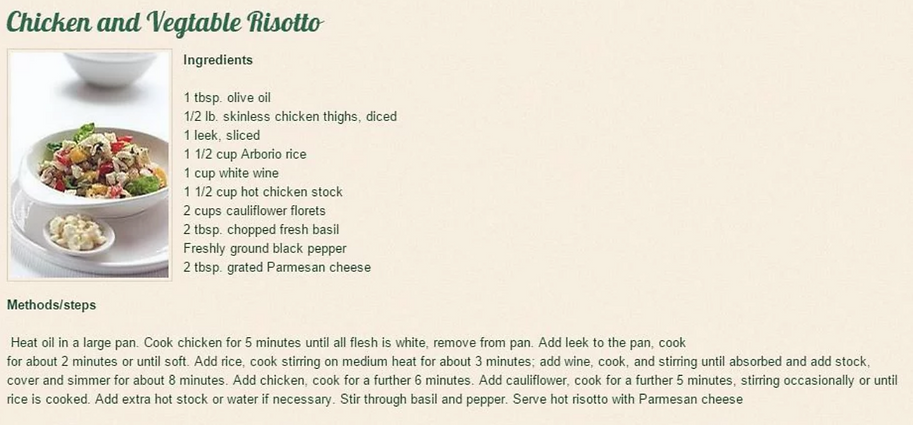 chicken and vegetable risotto