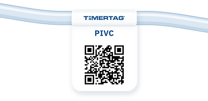 Timertag PIVC label folded on IV extension tubing