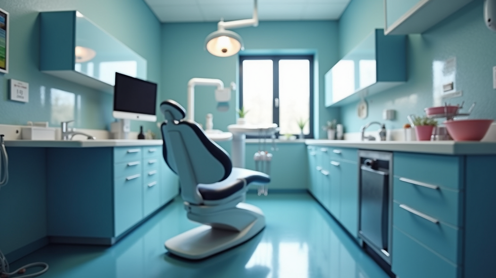 Eye-level view of a modern dental laboratory workspace with equipment