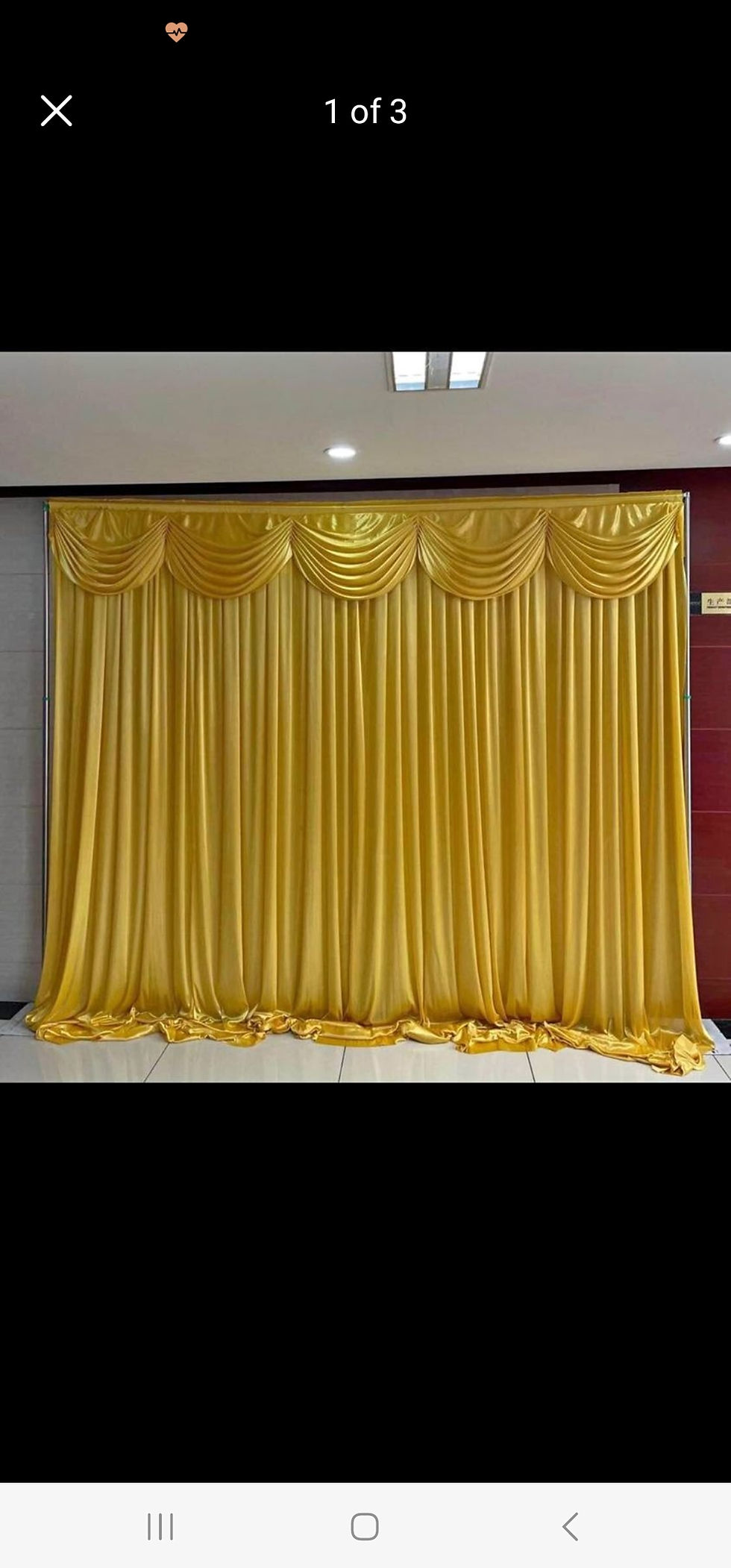 Gold swag curtain draping HIRE
