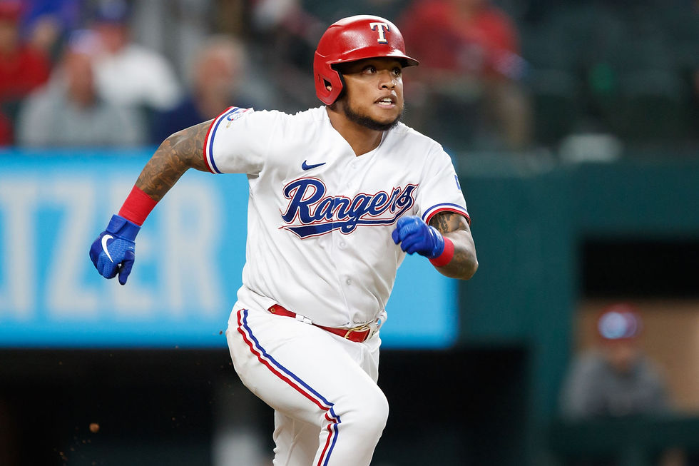 Willie Calhoun playing for the Texas Rangers, CCed by Liscense 2.0