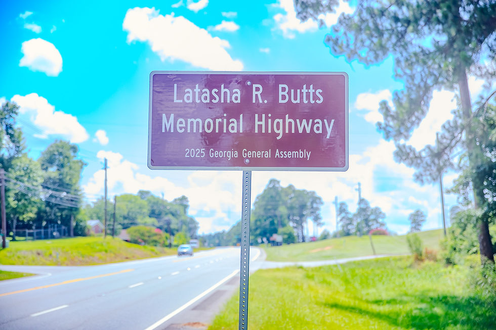 The Latasha R. Butts Memorial Highway sign installed on Highway 49.