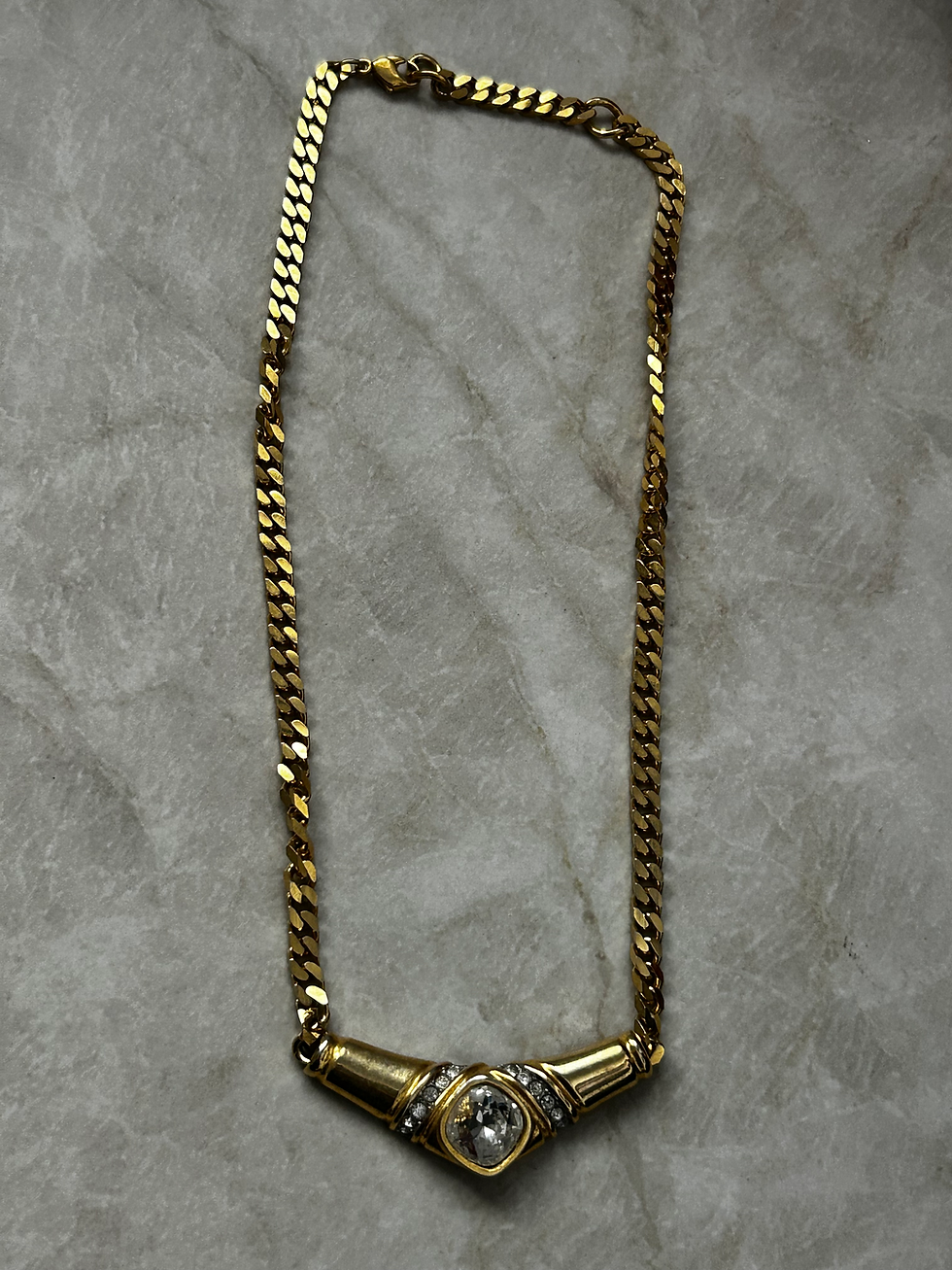 שרשרת דמוי קריסטל ציפוי זהב וינטג׳ 