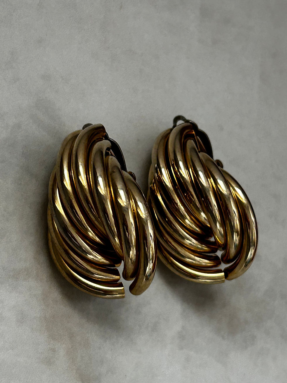 עגילי קליפס קלועים גדולים וינטג׳ 