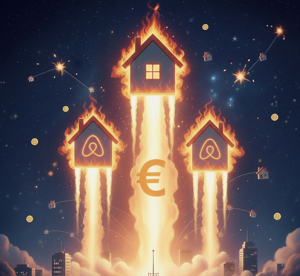 3 fusées en feu avec le logo Airbnb - Coach Airbnb