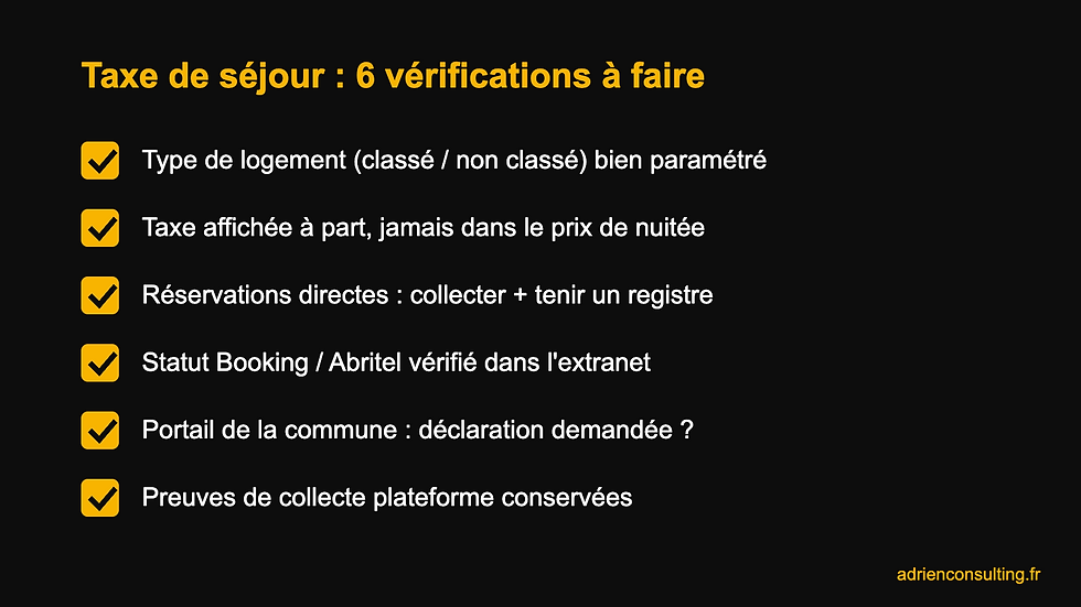 Checklist taxe de séjour Airbnb 2026 : 6 vérifications pour les propriétaires en location courte durée