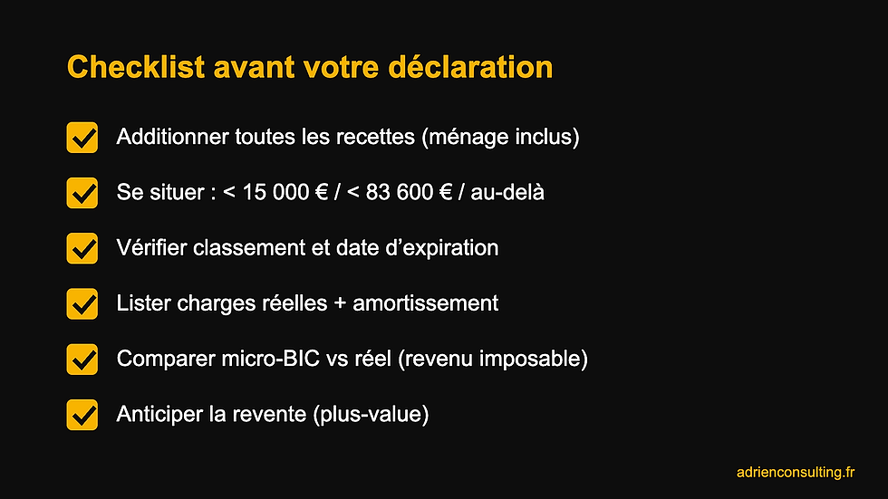 Checklist pour choisir son régime fiscal micro-BIC meublé de tourisme 2026