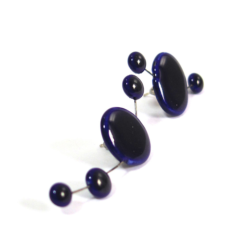 サムネイル： 陶器スタッドピアス【Costellazioni1-ネイビー2】Lidia Marti