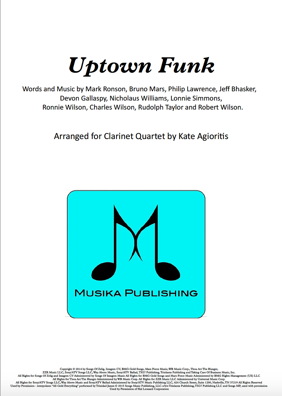 Uptown Funk - Clarinet Quartet