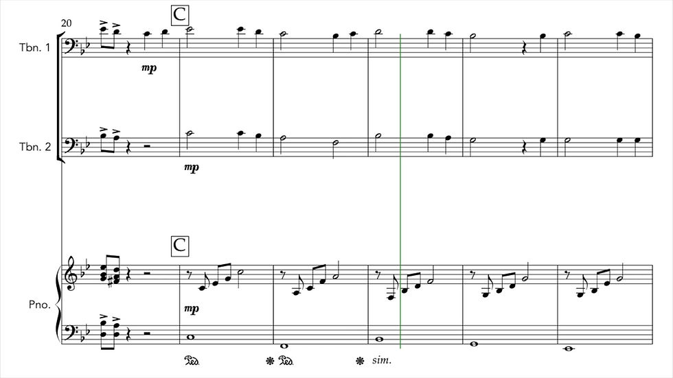 Thumbnail: Tread Carefully - Trombone Duet with Piano Accompaniment