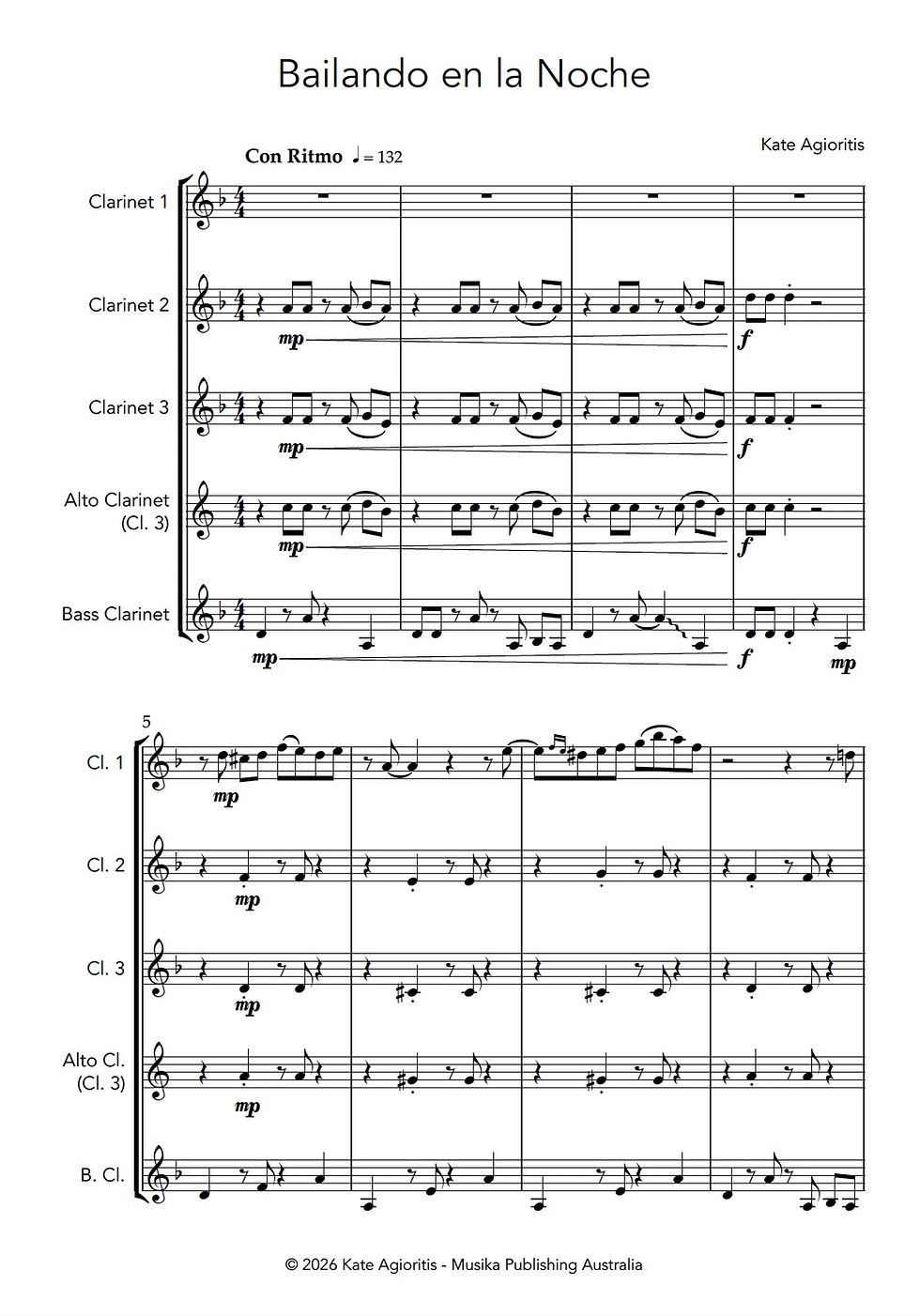 Thumbnail: Bailando en la Noche - Clarinet Quartet