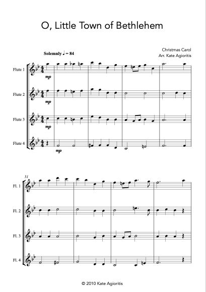 Thumbnail: O Little Town of Bethlehem - Flute Quartet