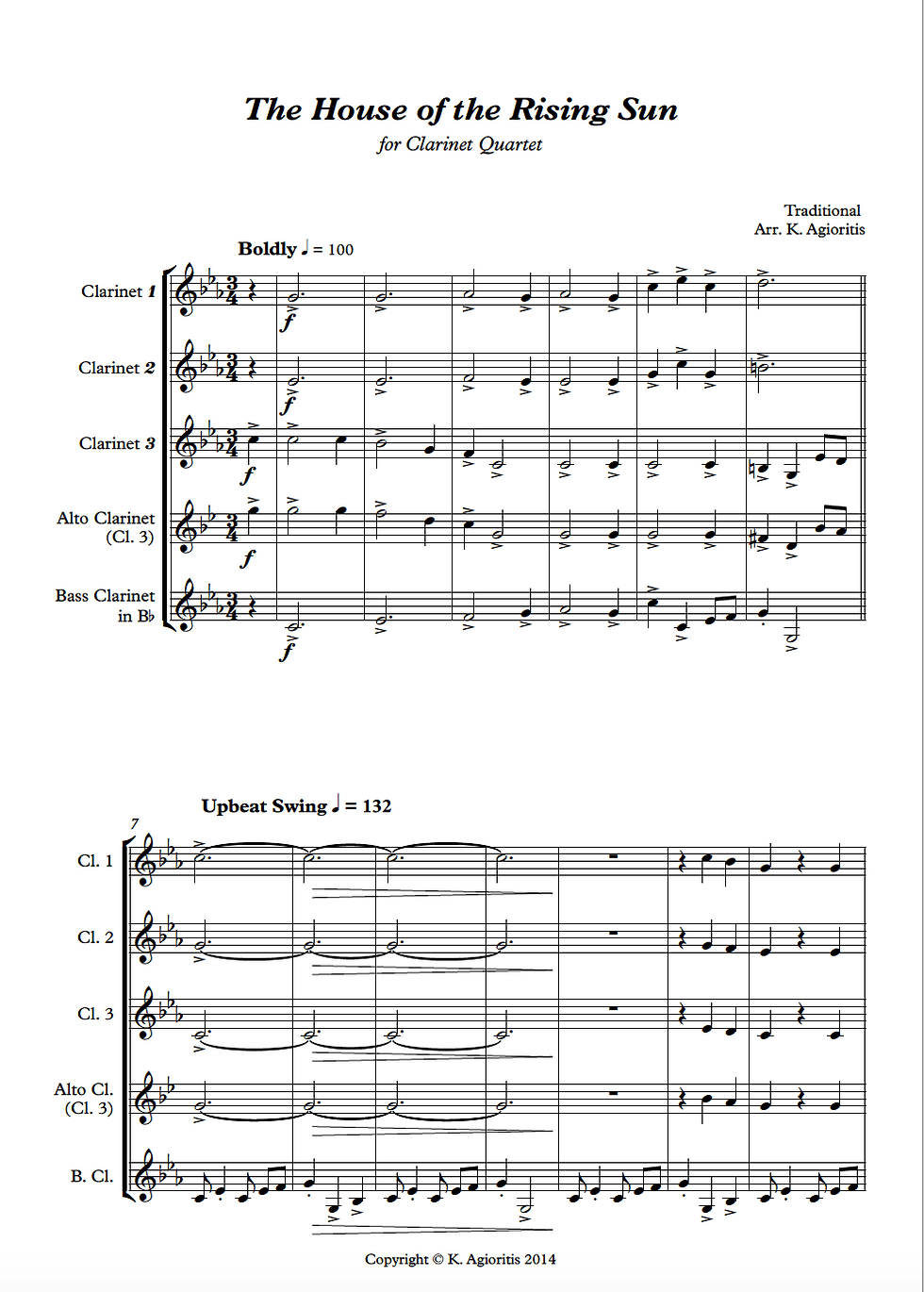 Thumbnail: House of the Rising Sun - Clarinet Quartet