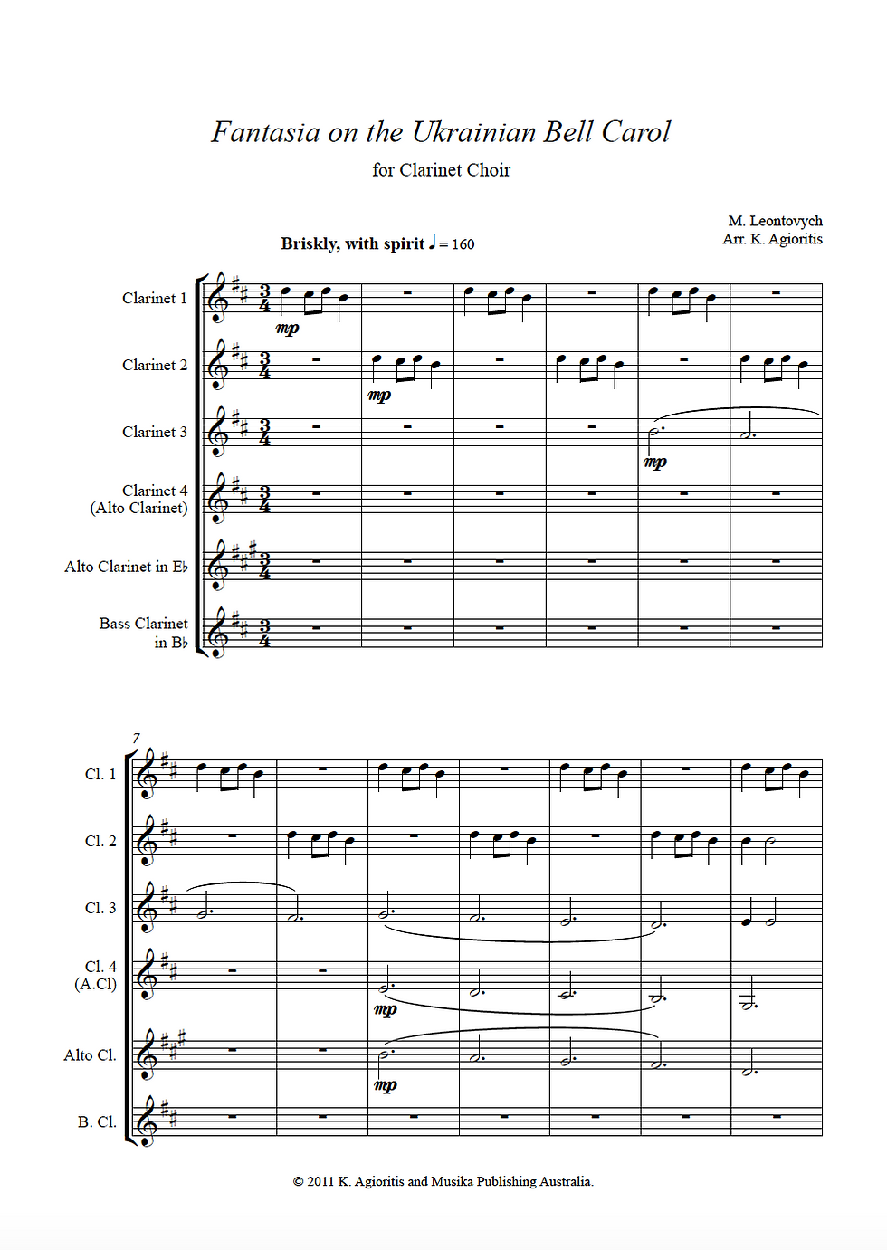 Thumbnail: Fantasia on the Ukrainian Bell Carol - Clarinet Choir