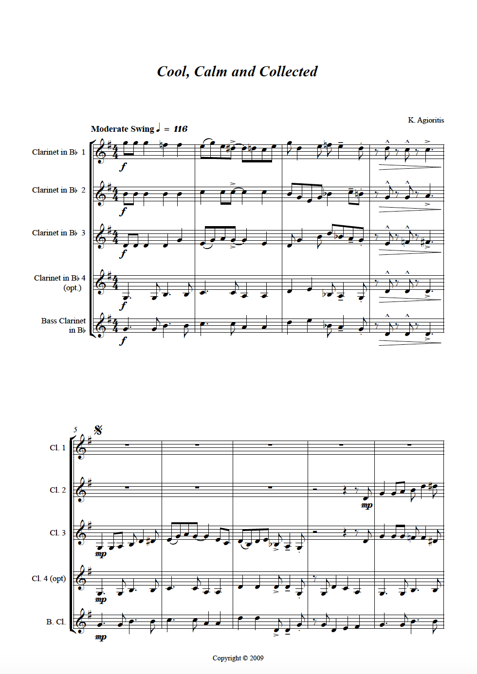 Thumbnail: Cool, Calm and Collected - Clarinet Quartet