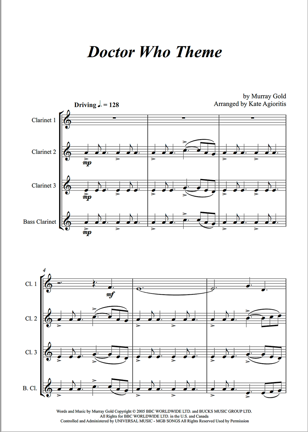 Thumbnail: Doctor Who Theme - Clarinet Quartet