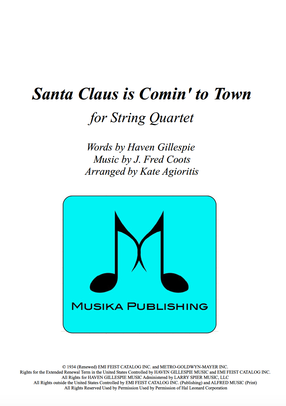 Santa Claus is Coming to Town - String Quartet