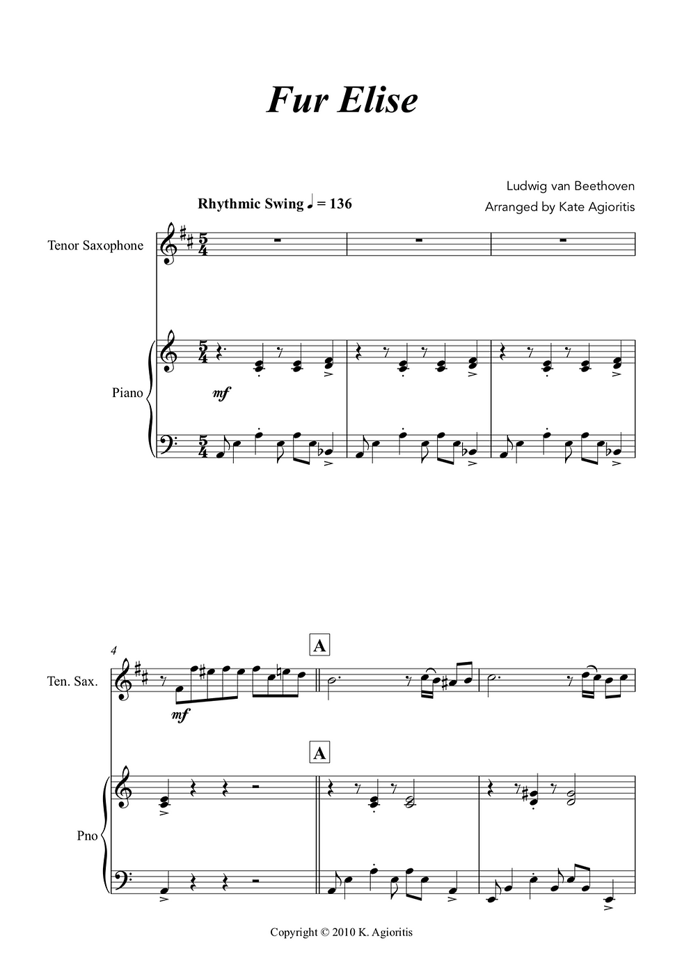 Thumbnail: Fur Elise (Jazz Arrangement) - Tenor Saxophone and Piano