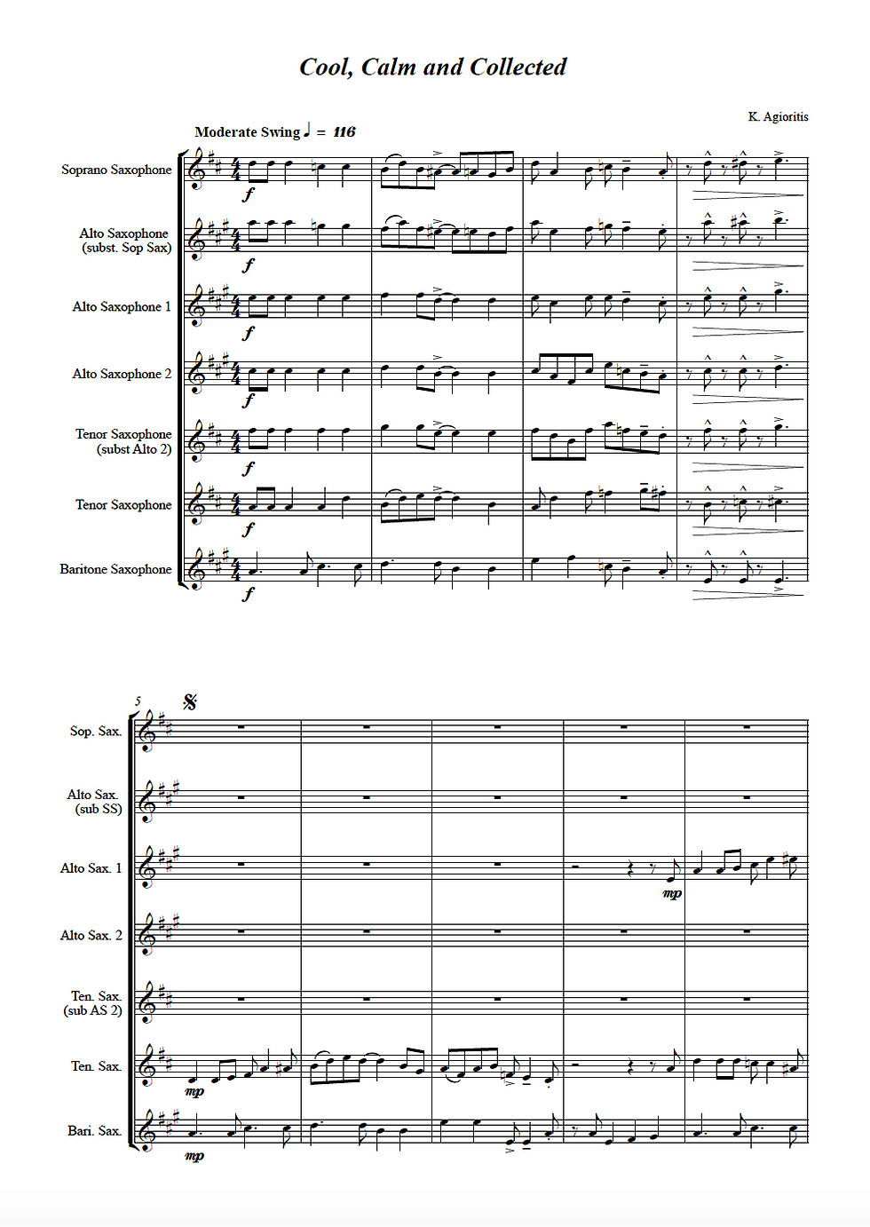 Thumbnail: Cool, Calm and Collected - Saxophone Ensemble
