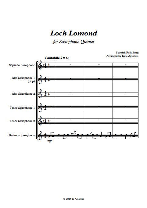 Thumbnail: Loch Lomond - for Saxophone Ensemble
