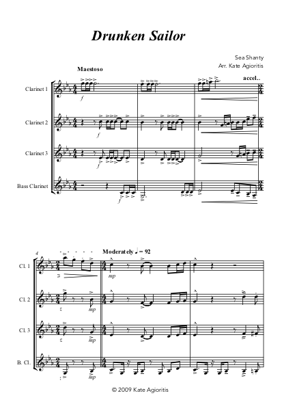 Thumbnail: Drunken Sailor - Clarinet Quartet