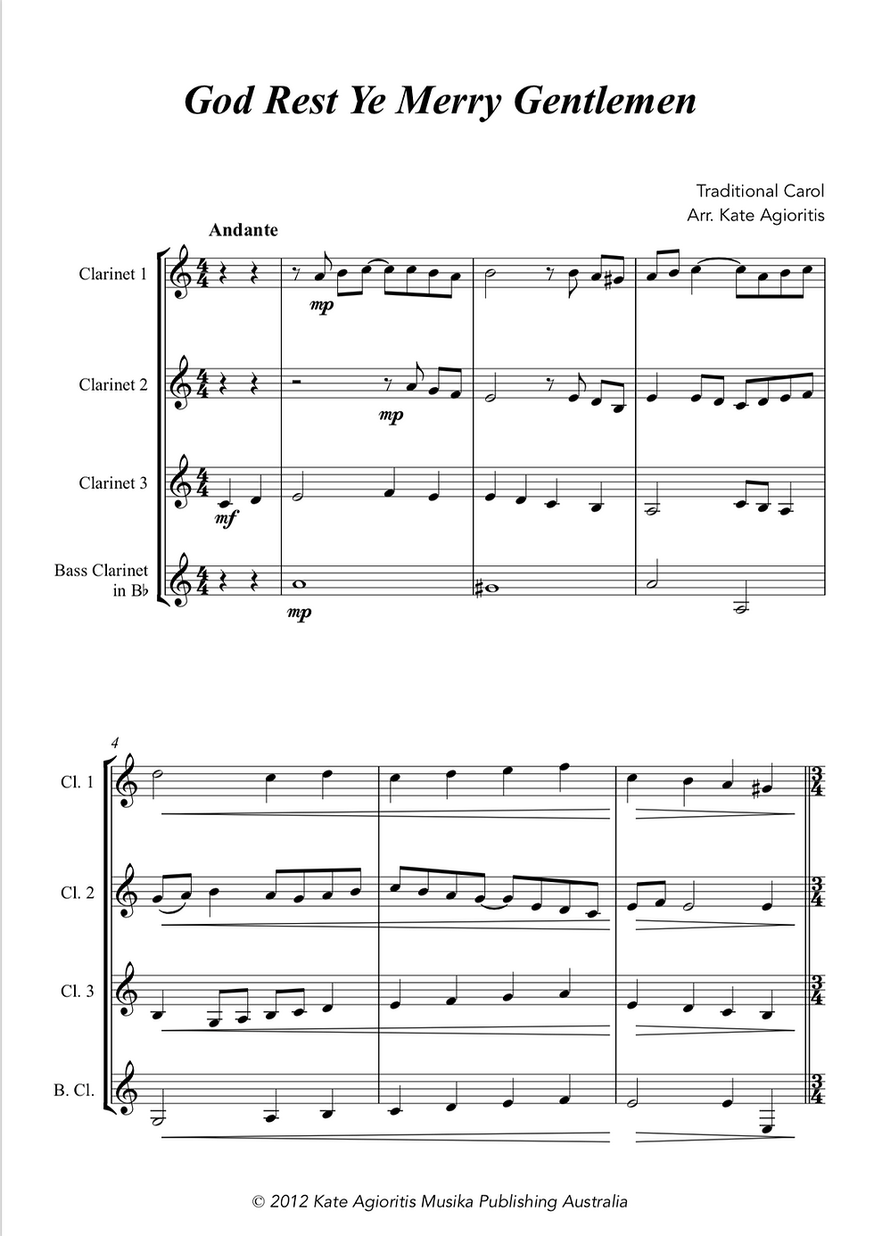 Thumbnail: God Rest Ye Merry Gentlemen (Jazz) - Clarinet Quartet